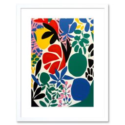 "Artery8 Wall Art Print Botanical Garden Henri Matisse Inspired Acrylic Painting Abstract Bright Shapes Artwork Framed 9X7 Inch - Size: W7"" x H9""" - thumbnail 1