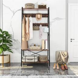 Kelvenix Industrial Clothes Rail Garment Rack Coat Stand in Brown - thumbnail 3