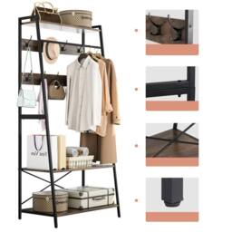 Kelvenix Industrial Clothes Rail Garment Rack Coat Stand in Brown - thumbnail 5