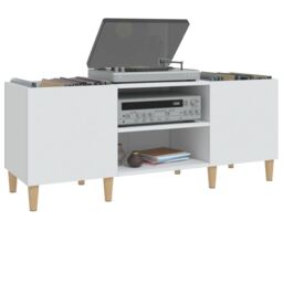 Berkfield Home Record Cabinet White 121x38x48 cm Engineered Wood - Size: 121 x 38 x 48 cm - thumbnail 4
