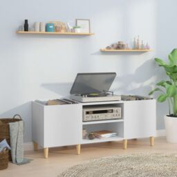 Berkfield Home Record Cabinet White 121x38x48 cm Engineered Wood - Size: 121 x 38 x 48 cm