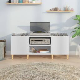 Berkfield Home Record Cabinet White 121x38x48 cm Engineered Wood - Size: 121 x 38 x 48 cm - thumbnail 3