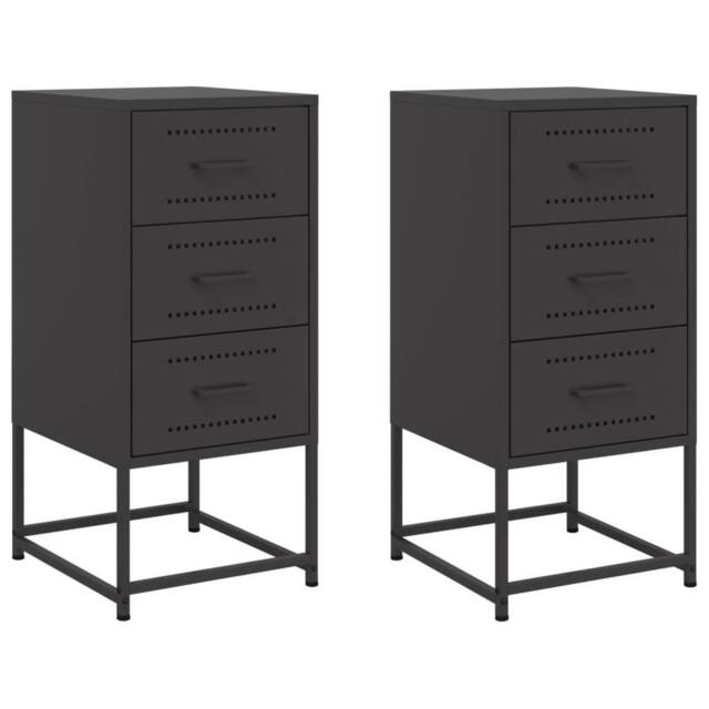 Berkfield Home Bedside Cabinets 2 pcs Black 36x39x78 cm Steel - Size: 36 x 39 x 78 cm - image 1