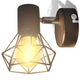 Berkfield Home White 2 Black Industrial Style Wire Frame Wall Sconce with LED Fi - thumbnail 6
