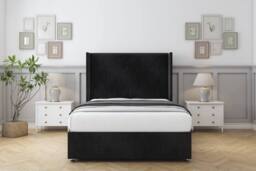 "Sloomy Devonshire Naples Divan Set 2 Drawers-54"" Wingback in Black - Size: Super King" - thumbnail 2