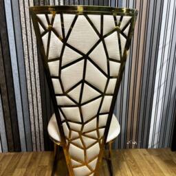 Stratus Interiors Grey Dining Chair - Gold Mirrored Frame with Grey Padded Seat Pair of 2 chairs - thumbnail 2