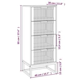 Berkfield Home Highboard Black 40x30x95 cm Engineered Wood - Size: 40 x 30 x 95 cm - thumbnail 7