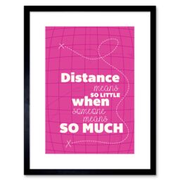 "Artery8 Wall Art Print Distance Love Romance Typography Pink Framed in Black - Size: W7"" x H9""" - thumbnail 1