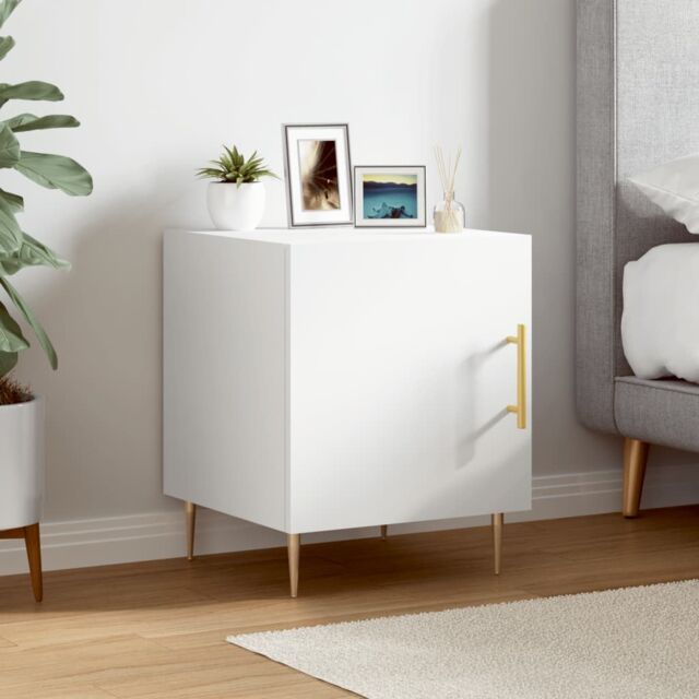 Berkfield Home Bedside Cabinet White 40x40x50 cm Engineered Wood - Size: 40 x 40 x 50 cm - image 1