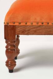 Homescapes Mable Velvet Rectangular Footstool in Orange - thumbnail 5