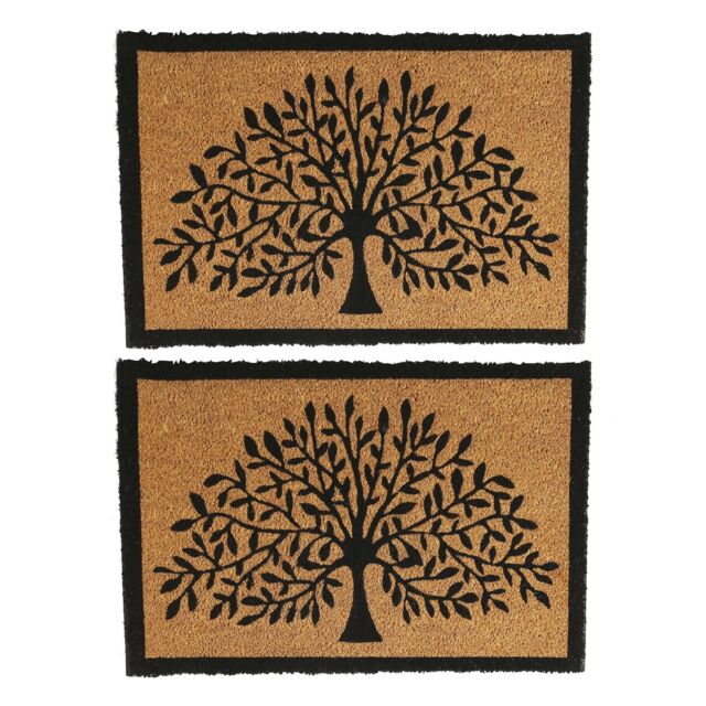 Nicola Spring Coir Door Mats - 60 x 40cm - Tree of Life - Set of 2 - Size: 40 cm x 60 cm - image 1
