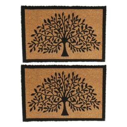 Nicola Spring Coir Door Mats - 60 x 40cm - Tree of Life - Set of 2 - Size: 40 cm x 60 cm - thumbnail 1