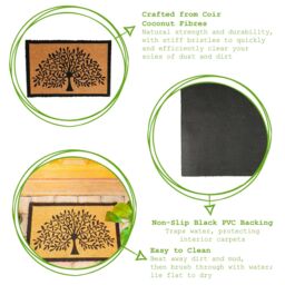 Nicola Spring Coir Door Mats - 60 x 40cm - Tree of Life - Set of 2 - Size: 40 cm x 60 cm - thumbnail 2