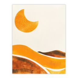 "Artery8 Waxing Crescent Moon Abstract Orange Landscape Wall Art Print in Yellow - Size: W12"" x H16""" - thumbnail 1