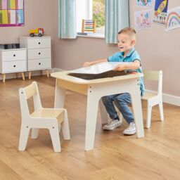 Liberty House Toys 3 in 1 Storage Table & Chair Set in Beige - thumbnail 2