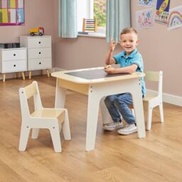 Liberty House Toys 3 in 1 Storage Table & Chair Set in Beige - thumbnail 1