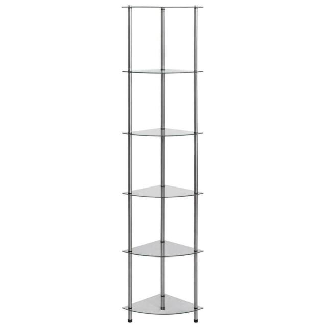 Berkfield Home 6-Tier Shelf Transparent 30x30x160 cm Tempered Glass in Clear - Size: 30 x 30 x 160 cm - image 1