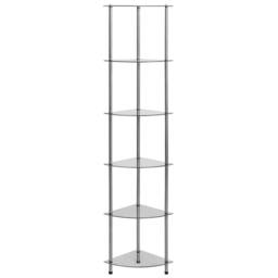 Berkfield Home 6-Tier Shelf Transparent 30x30x160 cm Tempered Glass in Clear - Size: 30 x 30 x 160 cm