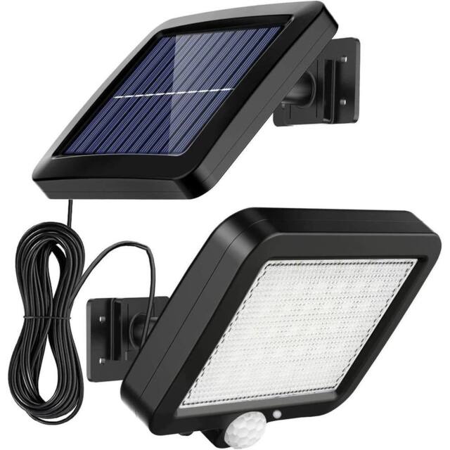 KORVIXA Pack of 1 Solar Barn Light Outdoor 56 LED 700LM Motion Sensor in Black - Size: 40 cm diameter x 25 cm high - image 1