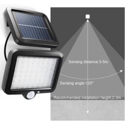 KORVIXA Pack of 1 Solar Barn Light Outdoor 56 LED 700LM Motion Sensor in Black - Size: 40 cm diameter x 25 cm high - thumbnail 3