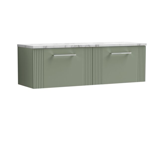 Balterley 2 Drawer Wall Hung Vanity Unit Marble Laminate Worktop, Green 1200mm - image 1