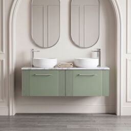 Balterley 2 Drawer Wall Hung Vanity Unit Marble Laminate Worktop, Green 1200mm - thumbnail 8