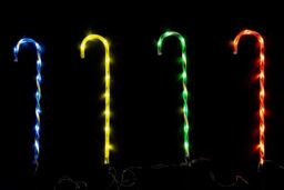Shatchi 72CM Tall Christmas Candy Cane Stack Lights Red & White Set of 4 Mains Powered in Yellow - thumbnail 5