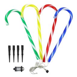 Shatchi 72CM Tall Christmas Candy Cane Stack Lights Red & White Set of 4 Mains Powered in Yellow - thumbnail 1