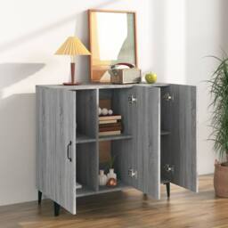 Berkfield Home Sideboard Grey Sonoma 90x34x80 cm Engineered Wood - Size: 90 x 34 x 80 cm - thumbnail 3