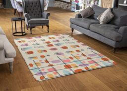 Benjamin Tate Design Leaves & Flowers, Abstract Shapes Designer Rug in Natural - Size: Large - thumbnail 2