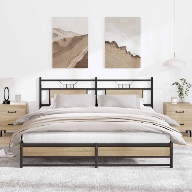 Berkfield Home Metal Bed Frame without Mattress Sonoma Oak 180x200 cm Super King in Brown - image 1
