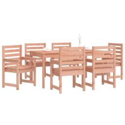 Berkfield Home Beautiful 7 Piece Garden Dining Set Solid Wood Douglas in Light Tan - thumbnail 4
