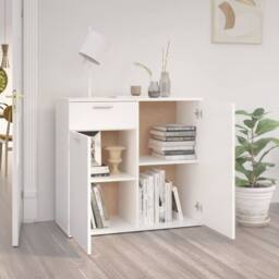 Berkfield Home Sideboard White 80x36x75 cm Engineered Wood - Size: 80 x 36 x 75 cm - thumbnail 3