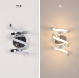 Goeco Spiral Wall Lights, 20W Chrome Modern LED Wall Lamp, 3000K for Bedroom in Silver - thumbnail 7