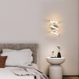 Goeco Spiral Wall Lights, 20W Chrome Modern LED Wall Lamp, 3000K for Bedroom in Silver - thumbnail 2