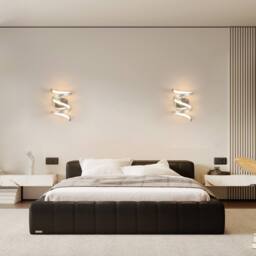 Goeco Spiral Wall Lights, 20W Chrome Modern LED Wall Lamp, 3000K for Bedroom in Silver - thumbnail 8