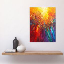 "Artery8 Rainbow Sunrise Sunset Wave Abstract Painting Wall Art Print in Orange - Size: W24"" x H32""" - thumbnail 4