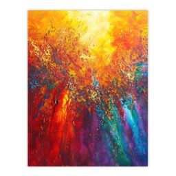 "Artery8 Rainbow Sunrise Sunset Wave Abstract Painting Wall Art Print in Orange - Size: W24"" x H32""" - thumbnail 1