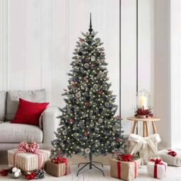 Berkfield Home Artificial Christmas Tree with 300 LEDs Green 99 x 99 x 180 cm - thumbnail 2