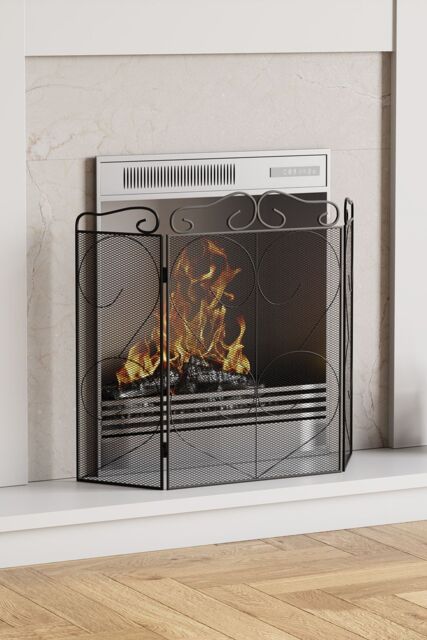 Home Discount Fire Vida Tapton 3 Panel Fire Guard Fireplace Shield Protector in Black - image 1