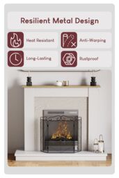 Home Discount Fire Vida Tapton 3 Panel Fire Guard Fireplace Shield Protector in Black - thumbnail 2