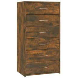 Berkfield Home Sideboard with 6 Drawers Smoked Oak 50x34x96 cm Engineered Wood in Brown - Size: 50 x 34 x 96 cm - thumbnail 2
