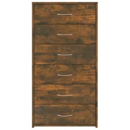 Berkfield Home Sideboard with 6 Drawers Smoked Oak 50x34x96 cm Engineered Wood in Brown - Size: 50 x 34 x 96 cm - thumbnail 5