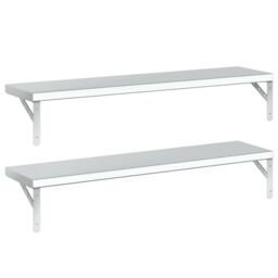 Berkfield Home Wall Shelves 2 pcs 100x23.5 cm Silver Stainless Steel - thumbnail 4