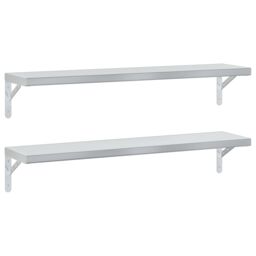 Berkfield Home Wall Shelves 2 pcs 100x23.5 cm Silver Stainless Steel - thumbnail 2