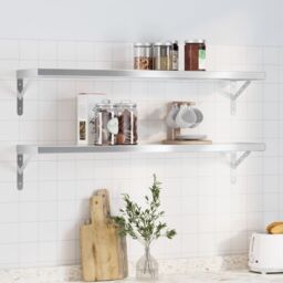 Berkfield Home Wall Shelves 2 pcs 100x23.5 cm Silver Stainless Steel