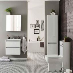 Clifton White Bathroom 2-Drawer Wall Hung Unit with Basin 60cm Wide - thumbnail 2