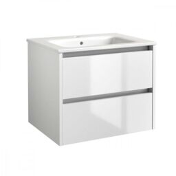 Clifton White Bathroom 2-Drawer Wall Hung Unit with Basin 60cm Wide