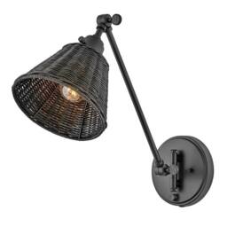 Netlighting Hinkley Arti Dome Wall Lamp Black Black Rattan Shade 1x E27 - thumbnail 3