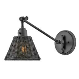 Netlighting Hinkley Arti Dome Wall Lamp Black Black Rattan Shade 1x E27